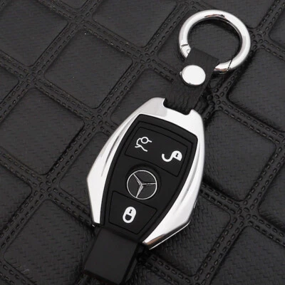 For Mercedes Benz CLA CLS CLK GLK GLA GLC Chrome Silver Key Fob Case Metal Cover - Image 1 of 4