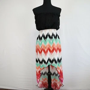 Trixxi Dress Womens Small Colorful Chevron Pattern Hi-Low Sleeveless - Picture 1 of 10