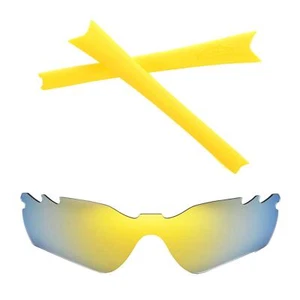Walleva 24K Gold Vented Polarized Lenses + Yellow Earsocks For Oakley Radar Path - Picture 1 of 5