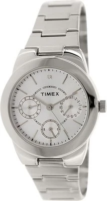 RELOJ TIMEX TONO PLATA, ACERO INOXIDABLE, ESFERA BLANCA MULTIFUNCIÓN T2N972 NUEVO Foto 1 de 2