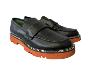 Black Leather Loafers OE Size 3 Slip On Chunky Sole Women’s - Picture 1 of 12