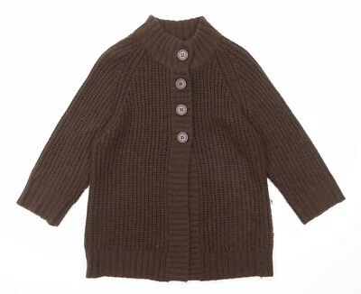 Pure & Natural Womens Brown High Neck Acrylic Blend Cardigan Size 14 - Image 1 of 4