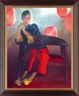 Hand painted Original Oil Painting art Chinese girl lantern on canvas 30"X40"