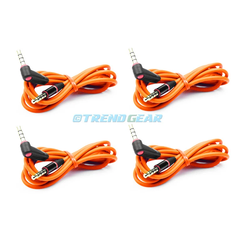 4X 4FT 3.5MM AUX L JACK M/M AUDIO STEREO CABLE ORANGE FOR IPHONE 5S 5C IPOD NANO - Image 1 of 1
