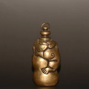 Collect China pure copper hand made lion animal beast snuff bottle decoration - Picture 1 of 9