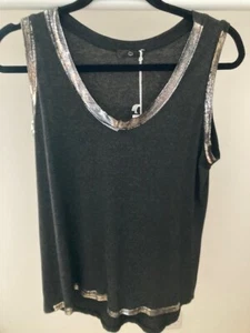 Damen Silber Zierleiste Jersey Feeling Camisole Weste Top passt Größe UK 12 - 14 - Bild 1 von 5