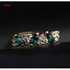 Women Shiny Vintage Luxury Rhinestone Finger Ring Emerald Crystal