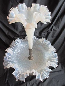 Lenora EPERGNE Herzstück Antik Böhmisch Jugendstil Opalisierendglas - Bild 1 von 12