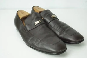 Mocasines Gucci de cuero marrón oscuro sin cordones para hombre talla 11 hechos en Italia - Imagen 1 de 11