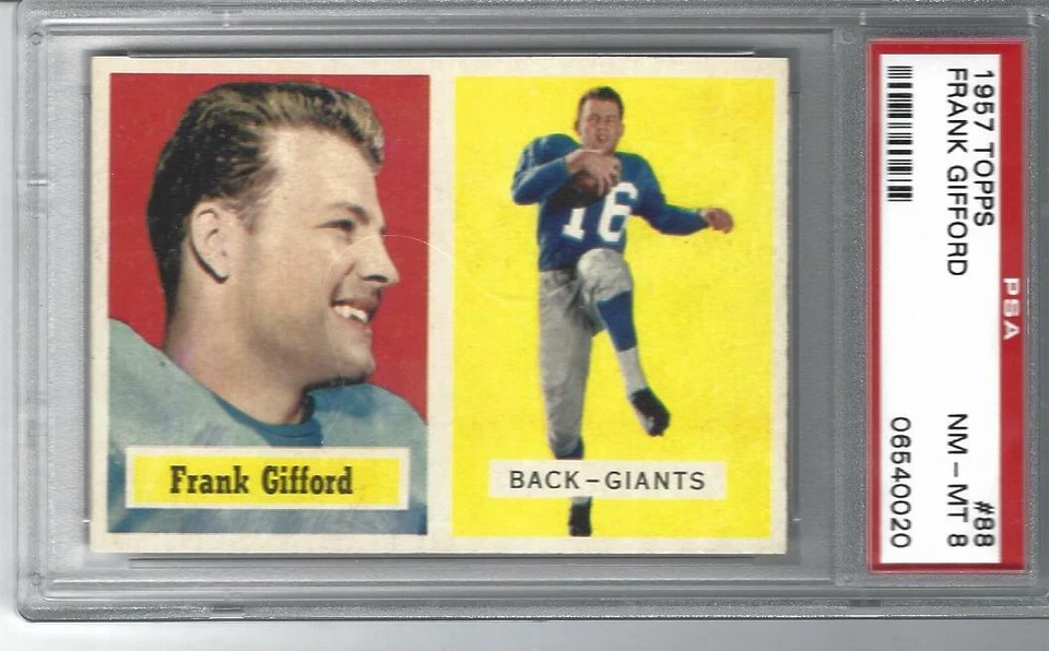 1957 TOPPS #88 FRANK GIFFORD PSA 8 NY GIANTS HOF GREAT! RARE BEAUTY! - Image 1 of 1