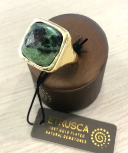 Damenring ETRUSKISCHER SCHMUCK 18 Kt 750 vergoldet mit grünem Zoisit Gr. 18 - Bild 1 von 9