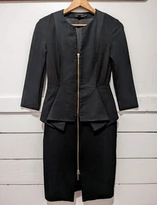 Ted Baker Zip Front Black Dress Sz 1 UK 8 Jamtye Womens Small Modern London  - Picture 1 of 22