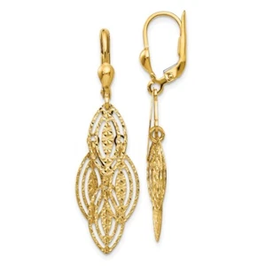 14K Yellow Gold Textured Dangle Drop and Dangle Earrings 2.78g for Mom - Picture 1 of 4