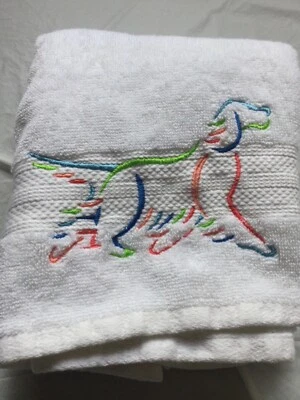 Полотенце для рук Charter Club цвет белый 100% хлопок вышивка с рисунком собаки 27x16 - Изображение 1 из 4