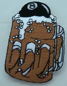 NEW Beer Foam Mug Billiards / Pool / 8 Ball Custom Sew/Iron-on Patch ~2.5" - Picture 1 of 3