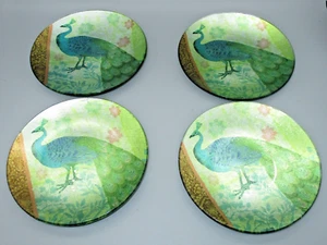 PIER 1 IMPORTS~Set of 4~PEACOCK 6" Appetizer Plate Set in Box - Picture 1 of 5