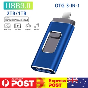 2TB 1TB USB Flash Drive Memory Photo Stick Thumb for iPhone Android iPad 3in1 AU - Picture 1 of 13