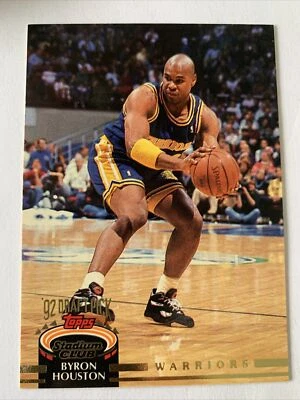 1992-93 Stadium Club Rookie RC Card #350 Byron Houston Warriors NmMt Free Ship! - Image 1 of 2