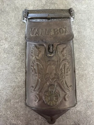 Antique Solid Brass Victorian Wall Mount Mailbox, Ornamental, Unique - Image 1 of 4