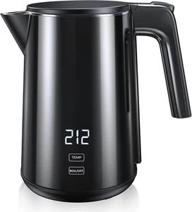 Electric Kettle, Double Wall Stainless Steel Cool Touch Water Boiler Heater, 7 T - Picture 1 of 12