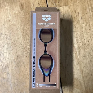 ARENA TRACKS MIRROR ERWACHSENE Racing Schwimmbrille DUNKEL " NEU " - Bild 1 von 2