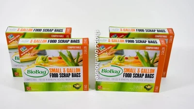 4 BioBag Small 3 Gallon Food Scrap Compostable Made with NON GMO Crops 100 Bags