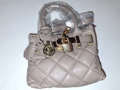Bolso de Mano Badgley Mischka Mini Acolchado Diamante Con Cierre Frontal Taupe Nuevo con Etiquetas Foto 1 de 4