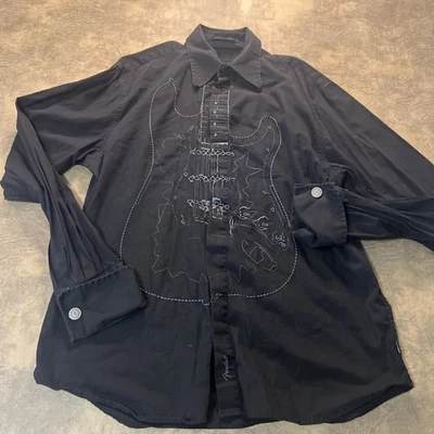 Fender Da Vinci Shirt Men's L Black LS Embroidered Guitar Button Up - Image 1 of 4