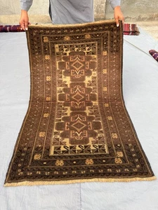 3x5 Vintage Afghan Hand Knotted Tribal Wool Faded Rare Rug Oriental Nomadic Rug - Picture 1 of 11