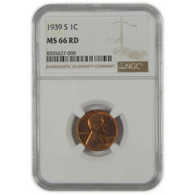 1939 S Lincoln Wheat Cent MS 66 RD NGC Penny Uncirculated SKU:I22624 - Image 1 of 4