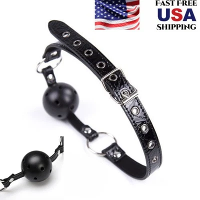 Adjustable Open Mouth Plastic Breathable Ball Gag Harness Roleplay Props Bondage - Image 1 of 4