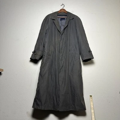 Chaqueta Abrigo Bill Blass Trench Hombres 42L Gris Forro a Cuadros Prendas Exteriores De Colección Años 90 Foto 1 de 4