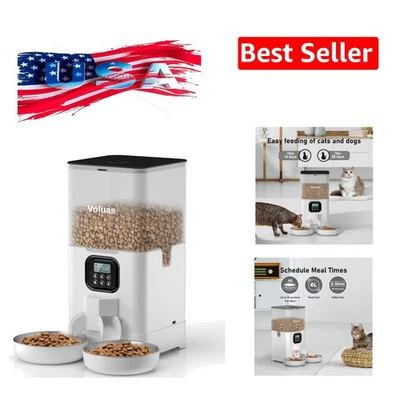 Alimentador Automático para Gatos para Dos Gatos, Alimentador Doble con 2 Cuencos de Acero Inoxidable Foto 1 de 4