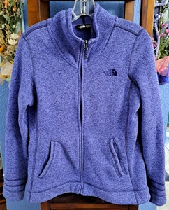 The North Face Women's M Heathered Purple Full Zip Fleece Jacket Mock Neck - Picture 1 of 9