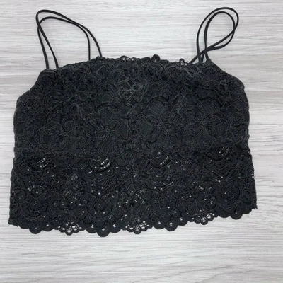 Bralette Gilly Hicks para mujer S negro encaje terciopelo halter bralette Foto 1 de 4