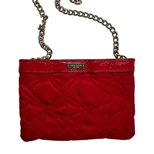 Kate Spade New York Quilted Crossbody Bag Red With Gold Chain Strap - Picture 1 of 16
