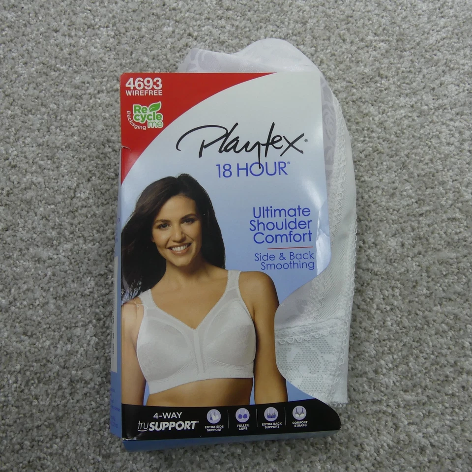 Playtex Bra Womens 54DDD White Wireless Support Smoothing 18 Hour 4693 - Image 1 of 4