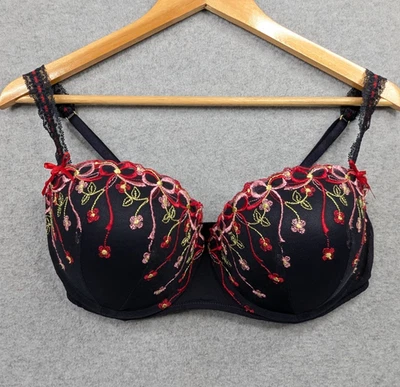 Kayser Bra Women 16D Navy Blue Embroidered Underwired Push Up Adjustable Straps - image 1 of 4