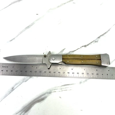 Faca de bolso dobrável vintage VALOR balanças de plástico forro amarelo trava LEIA* - Imagem 1 de 4