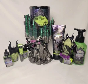 11 pc Set Bath & Body Works DISNEY Villains MALEFICENT w/ Castle Holder & Candle - Picture 1 of 1