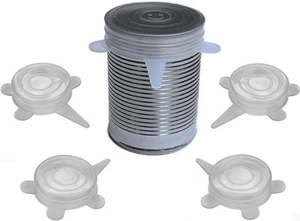 Tapas de latas de alimentos para mascotas y humanos - Paquete de 4 - Fundas de silicona elásticas - Imagen 1 de 3