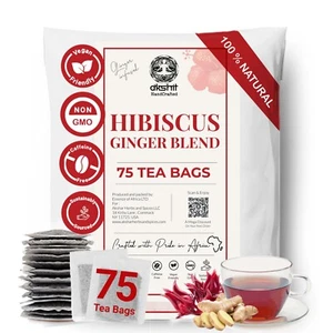 75 Hibiscus Tea Bags, Hibiscus Tea with Ginger, Herbal Tea, Perfect For Iced Tea - Picture 1 of 7