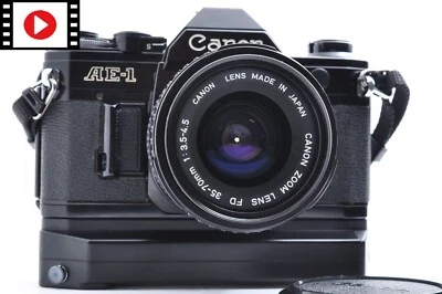 Canon AE-1 Black 35mm SLR Film Camera FD 35-70ｍｍ F/3.5-4.5 Lens Exc+5 From Japan - Image 1 of 4