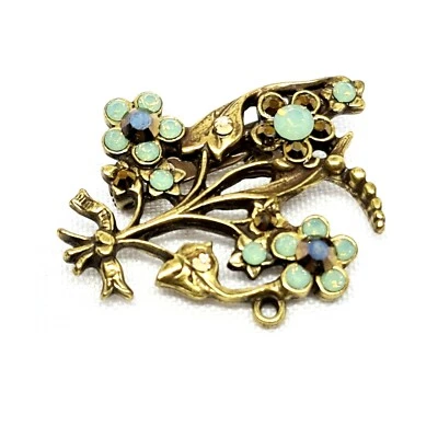 Precioso Broche Colgante Flores Cristal Verde Brillante Michal Negrin. Foto 1 de 4