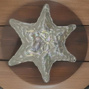Plato de baratija de caramelo estrella de mar blanco plateado vidrio mar náutico océano playa decoración - Imagen 1 de 9