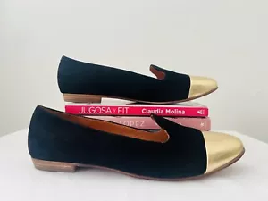 MADEWELL Womens Black Gold Cap-Toe Pointed Smoking Loafers Flats Shoes Size 10 - Picture 1 of 9
