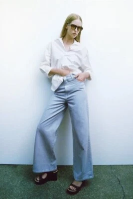 Zara Premium Alma Wide Leg Blue Jeans EU40 UK12 Bnwt # J31 - Image 1 of 4