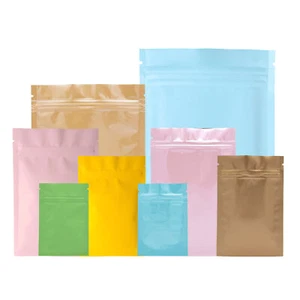 100 Doppelseitige Farbe Mylar Folie Flach Lebensmittel Snack Süßigkeiten Reißverschluss Verschluss Beutel - Bild 1 von 16