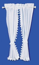 Melody Jane Dolls House White Curtains on Rail Miniature 1:12 Window