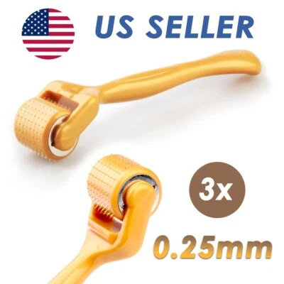 3 PCS Derma Micro Skin Roller 0.25mm Anti-aging, Scars, Beard, Hair Loss, Acne - Image 1 of 3